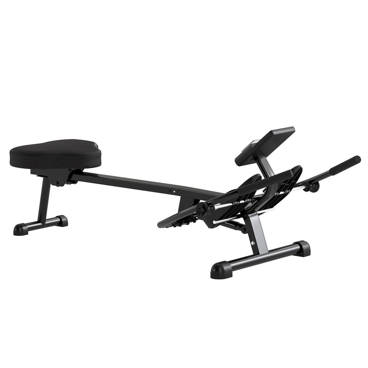 Rameur hydraulique à 12 niveaux avec écran LCD, pour l'entraînement cardio à domicile, charge max. 130 kg, noir-0