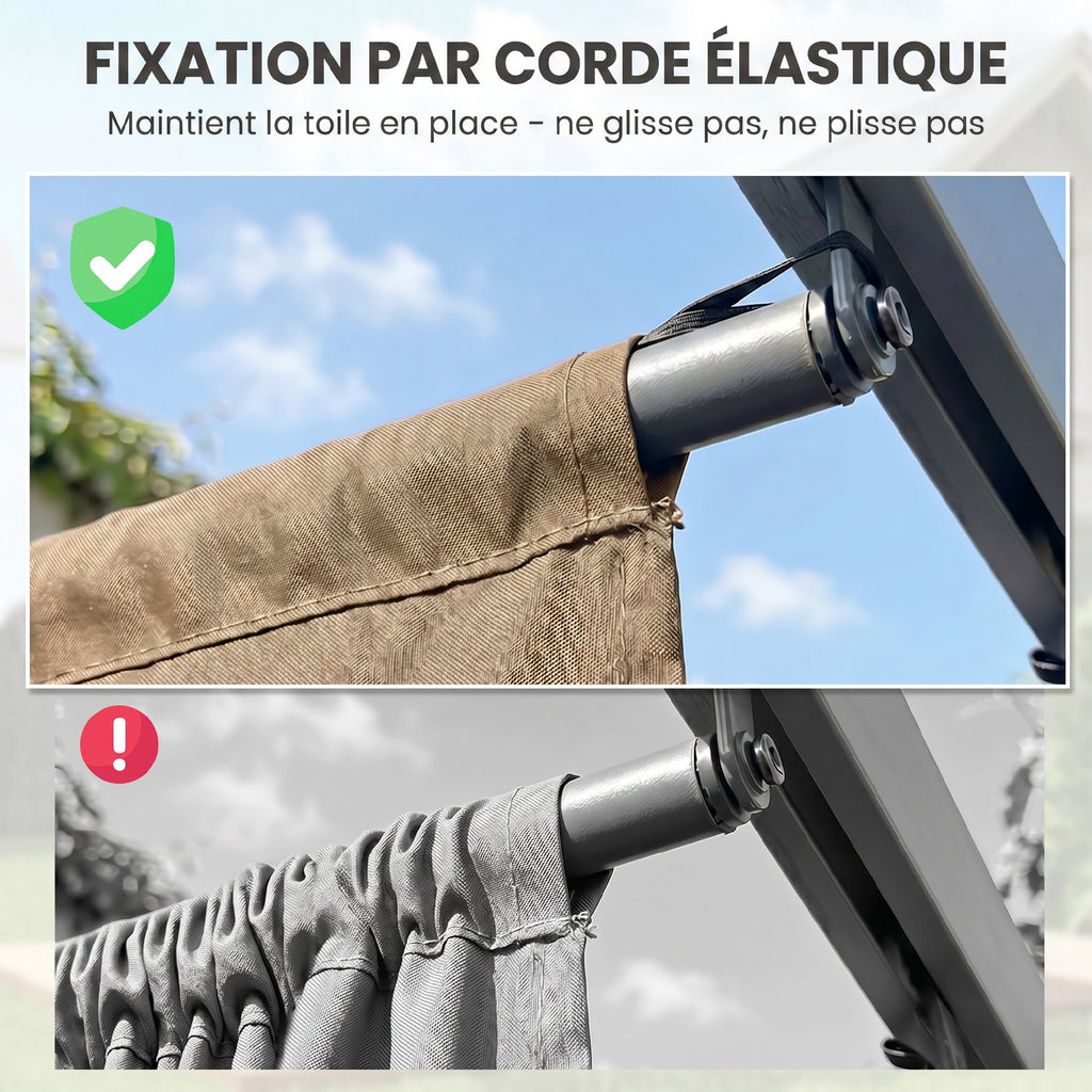 Toile de Toit pour Pergola Tonnelle Rétractable de 3 x 3 m - Toile Uniquement 250 x 255 cm, Ecru-6