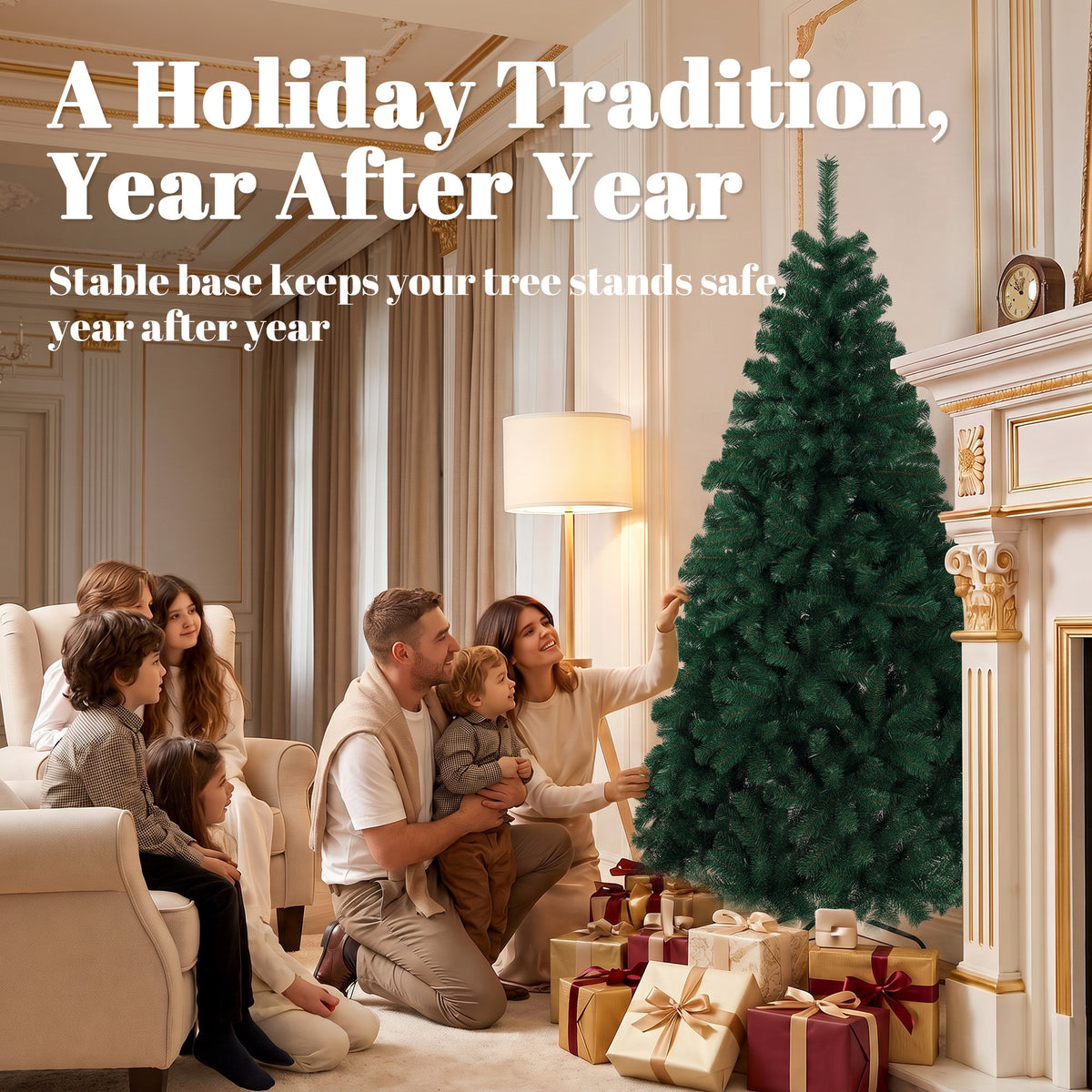 Sapin de Noël Artificiel 180 cm, Arbre de Noël avec 700 Pointes de Branches Articulées, Support Pliable en Acier, Vert-7