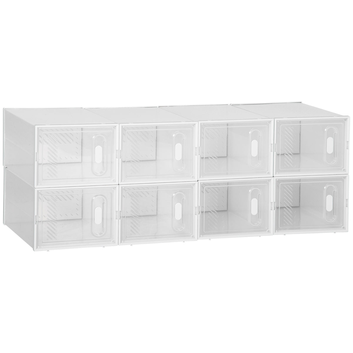 Lot de 8 boites cubes rangement à chaussures modulable avec portes transparentes - 25 x 35 x 19 cm-9