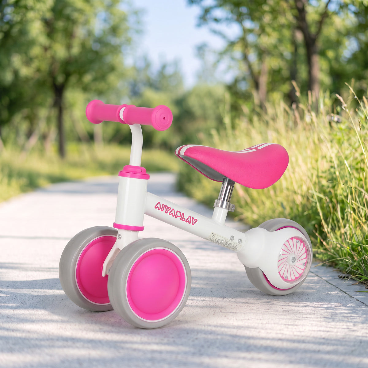 Draisienne Bébé 1-2 ans, Roue lumineuse, 3 Roues EVA Silencieuses sans Pédale, Limiteur Direction 135°, 51x22x36cm, Rose-1