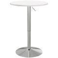 Table de bar ronde table haute cuisine réglable en hauteur 69-91 cm plateau pivotante à 360° blanc et argenté-0