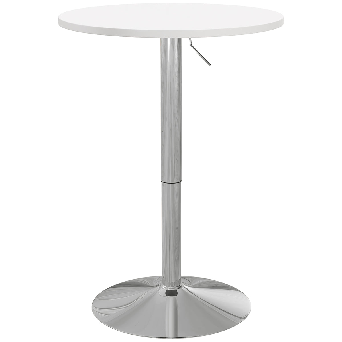 Table de bar ronde table haute cuisine réglable en hauteur 69-91 cm plateau pivotante à 360° blanc et argenté-0