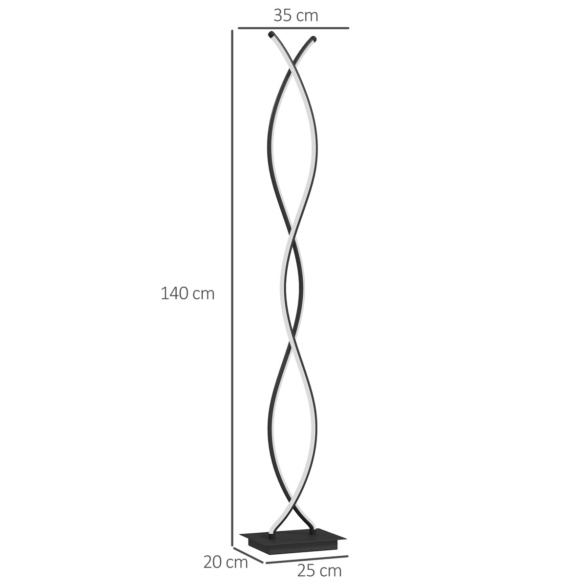 Lampadaire sur pied salon, lampe salon 3 niveaux de luminosité réglables à double spirale avec interrupteur à pied, noir-2