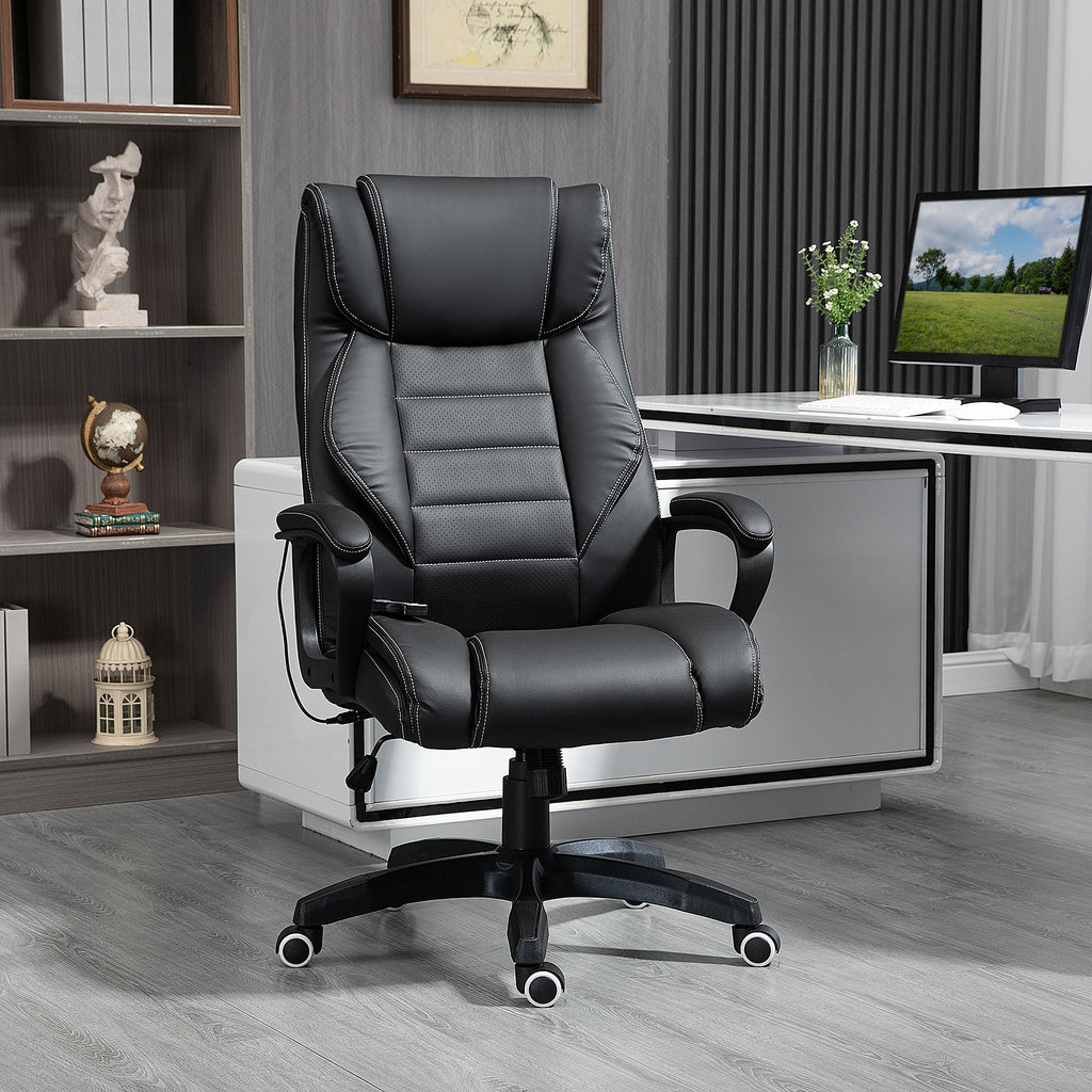 Fauteuil de bureau massant  fauteuil bureau ergonomique grand confort hauteur réglable fonction dossier à bascule revêtement synthétique noir-7
