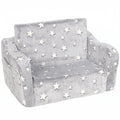 Canapé enfant 2 en 1, fauteuil pour enfant avec étoiles phosphorescentes, dépliable en méridienne, gris-0