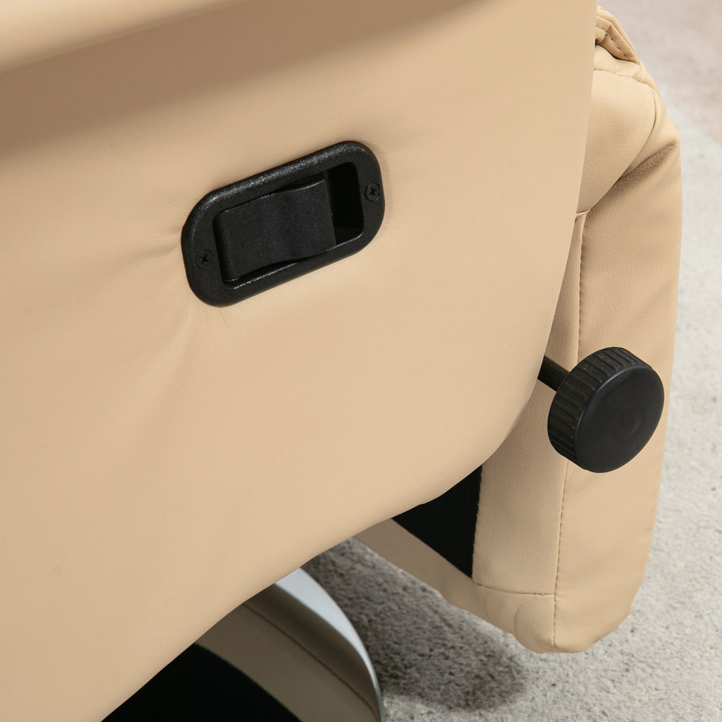 Fauteuil inclinable pivotant repose-pied réglable accoudoirs piètement acier chromé revêtement synthétique PU beige-7