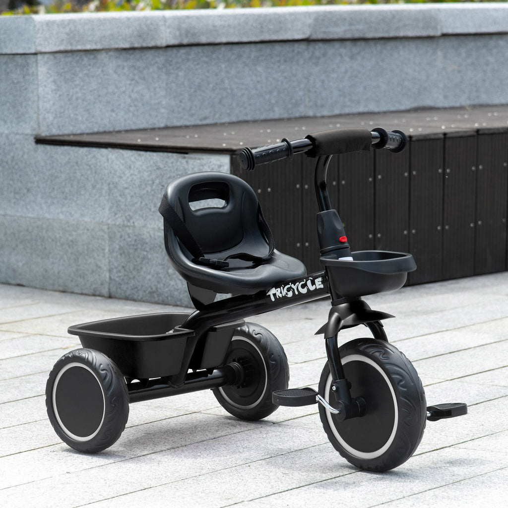 Tricycle pour enfant évolutif avec siège réglable pédales 2 paniers ceinture pour enfant de 2 à 5 ans noir-9