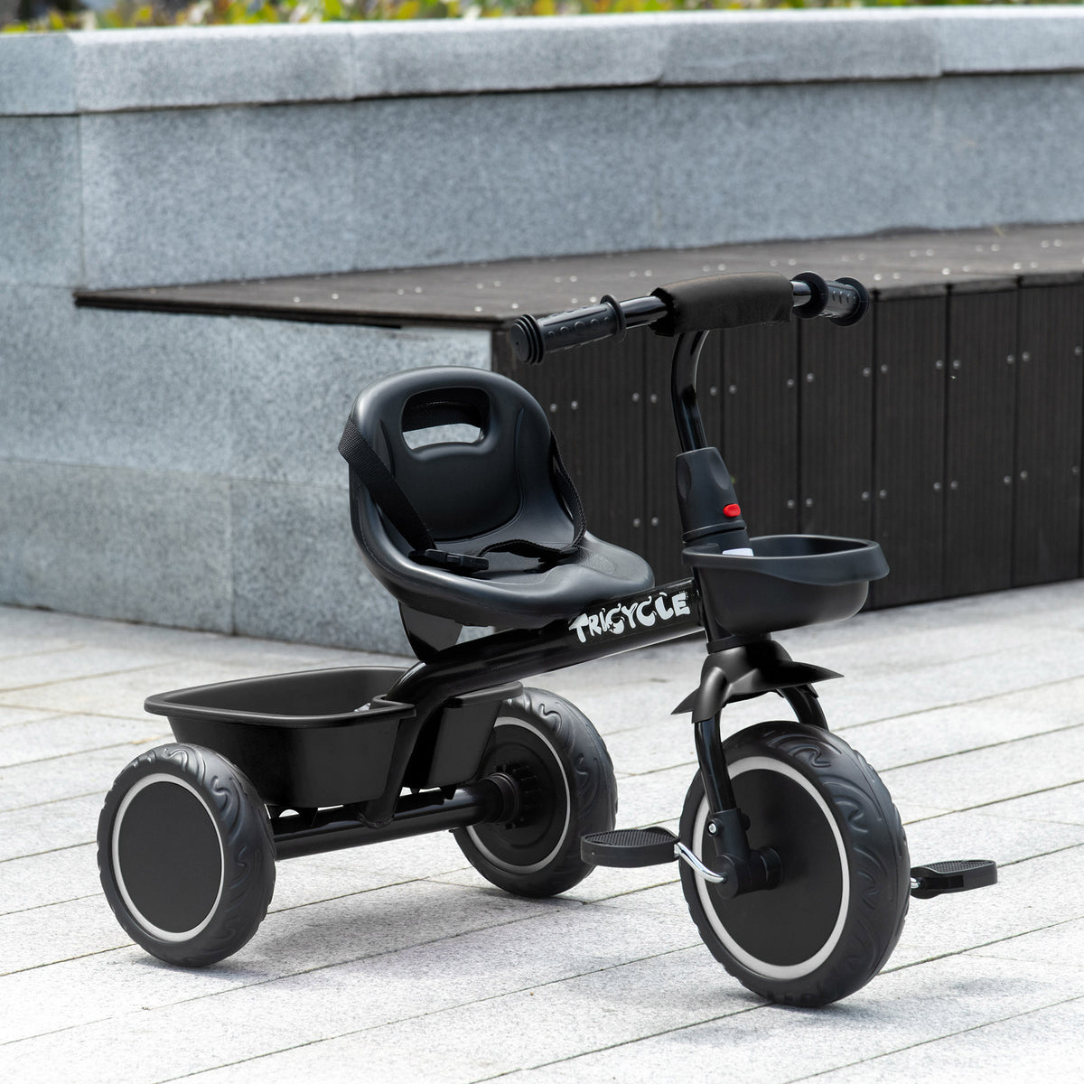 Tricycle pour enfant évolutif avec siège réglable pédales 2 paniers ceinture pour enfant de 2 à 5 ans noir-9