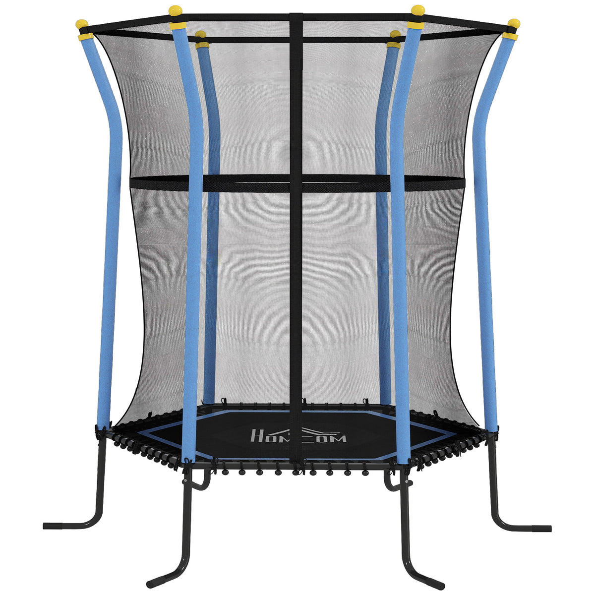 Trampoline pour enfant 1,22 x 1,11 x 1,9 m filet de sécurité porte zippée 6 poteaux rembourrés inclus bleu noir-0