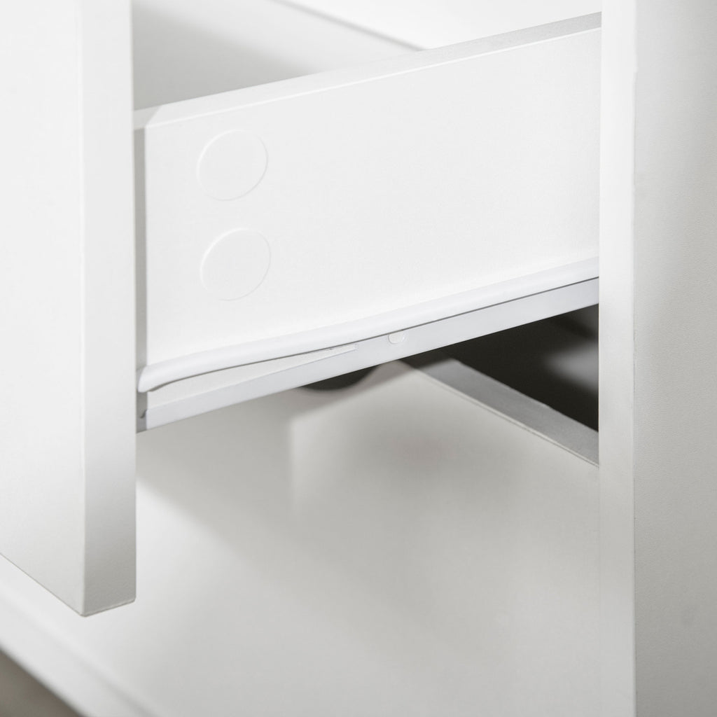 Commode 5 tiroirs Design scandinave Meuble de Rangement Chambre Panneau de Particules 99 x 39 x 101 cm Blanc Aspect chêne Clair-5