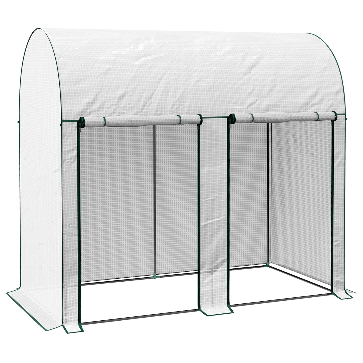Serre de jardin 2 m² dim. 2L x 1l x 1,78H m 2 Portes zippées enroulables Acier PE Haute densité 140 g/m² Anti-UV blanc-0
