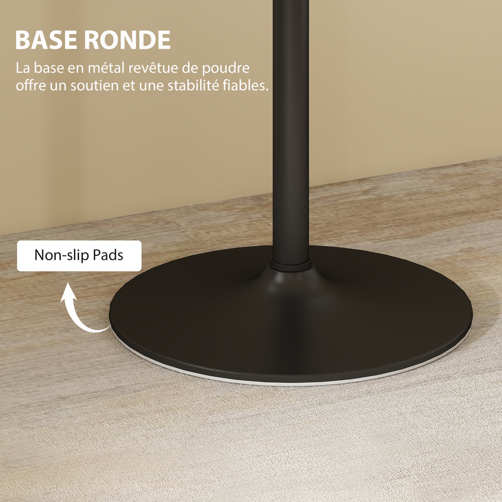 Table à manger pour 4 personnes table de cuisine style moderne avec plateau effet marbre et base ronde, 70 x 70 cm, blanc-5