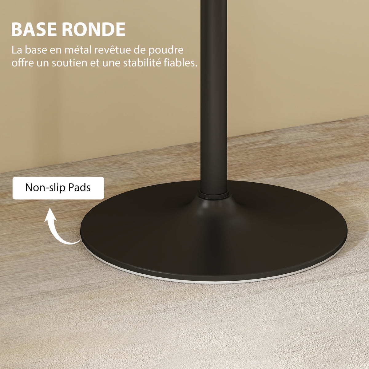 Table à manger pour 4 personnes table de cuisine style moderne avec plateau effet marbre et base ronde, 70 x 70 cm, blanc-5