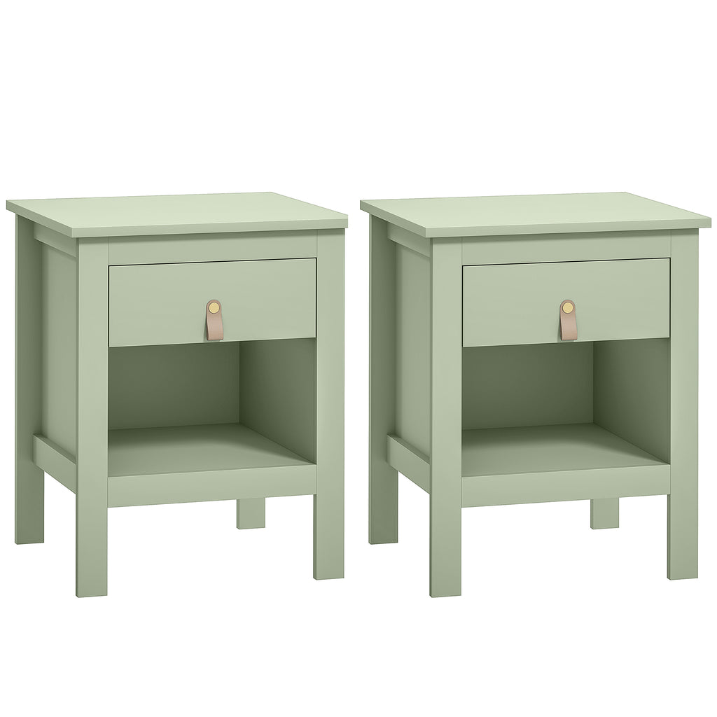 Lot de 2 tables de chevet avec tiroir et compartiment ouvert, 45 x 40 x 55 cm, vert-0