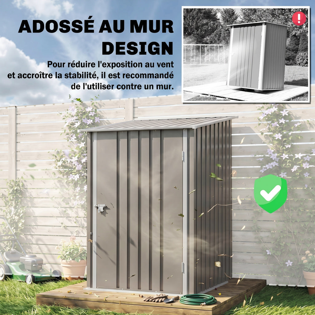 Abri de Jardin 1m² - Remise pour Outils - cabanon Porte verrouillable - dim. 1L x 1,03l x 1,6H m - tôle d'acier ondulée-5