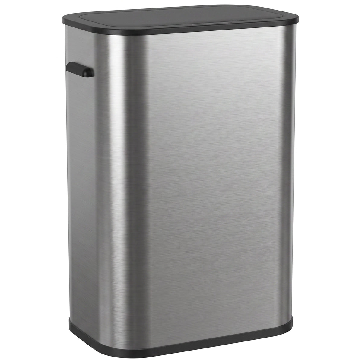 Poubelle de Cuisine Automatique 55L en Acier Inoxydable, Couvercle à Fermeture en Douceur, Fonctionne sur Piles, Argent-0