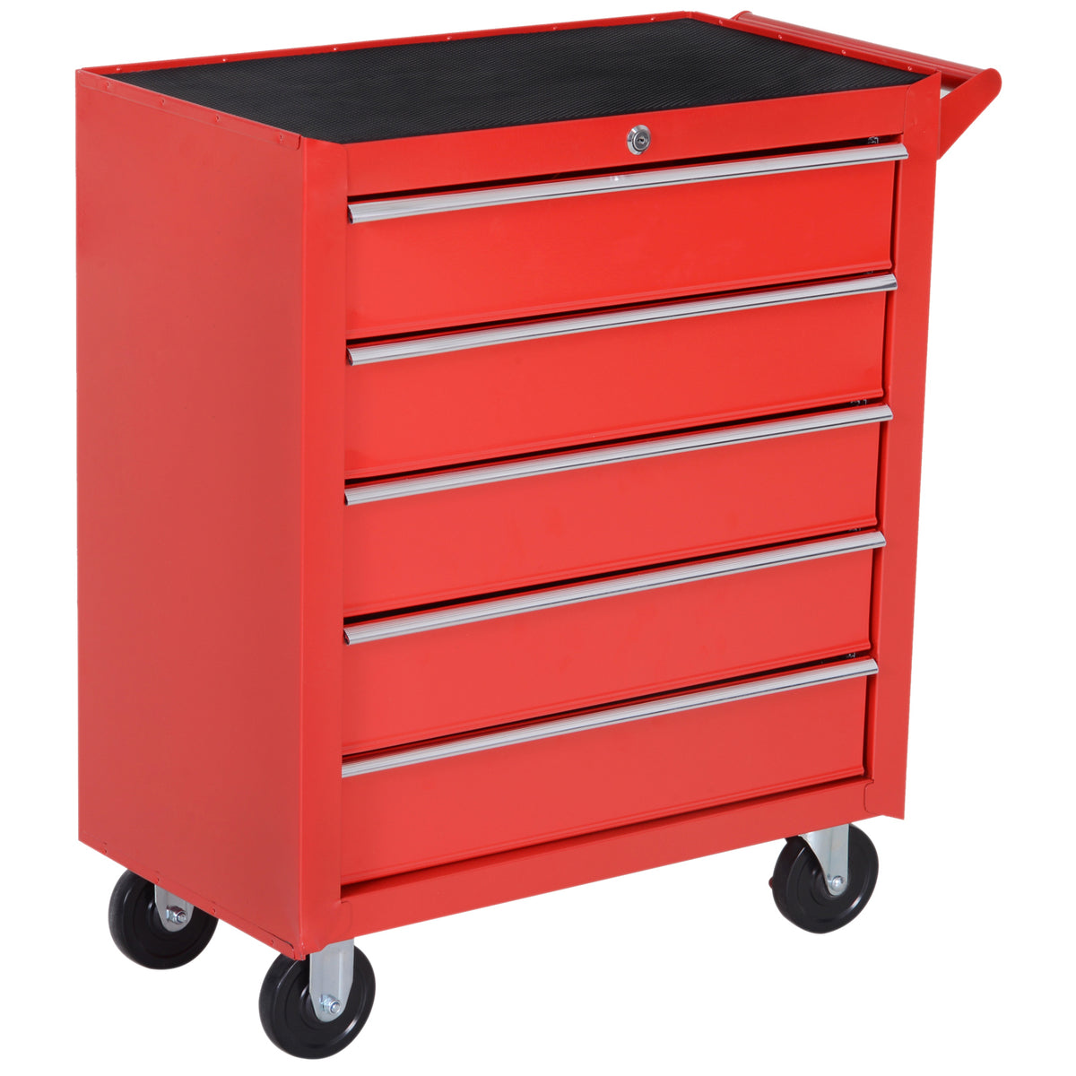 Chariot à outils sur roulettes pour atelier avec 5 tiroirs verrouillable 2 clés acier 69 x 33 x 75 cm rouge-0