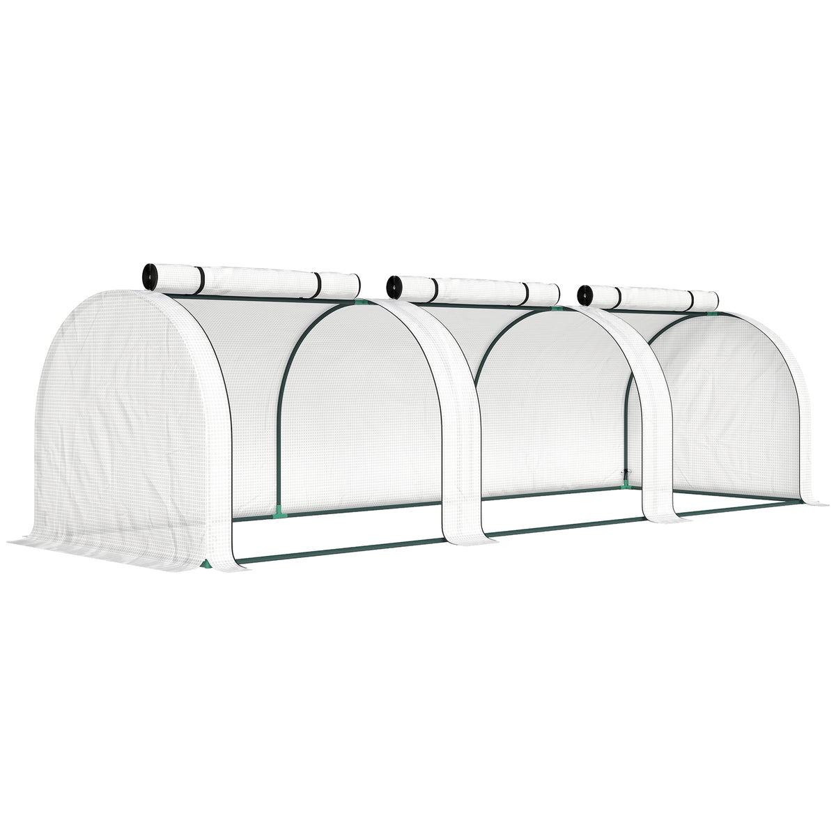Mini Serre de Jardin Serre à tomates 3L x 1l x 0,8H m Acier PE Haute densité 140 g/m² Anti-UV 3 fenêtres Blanc-0