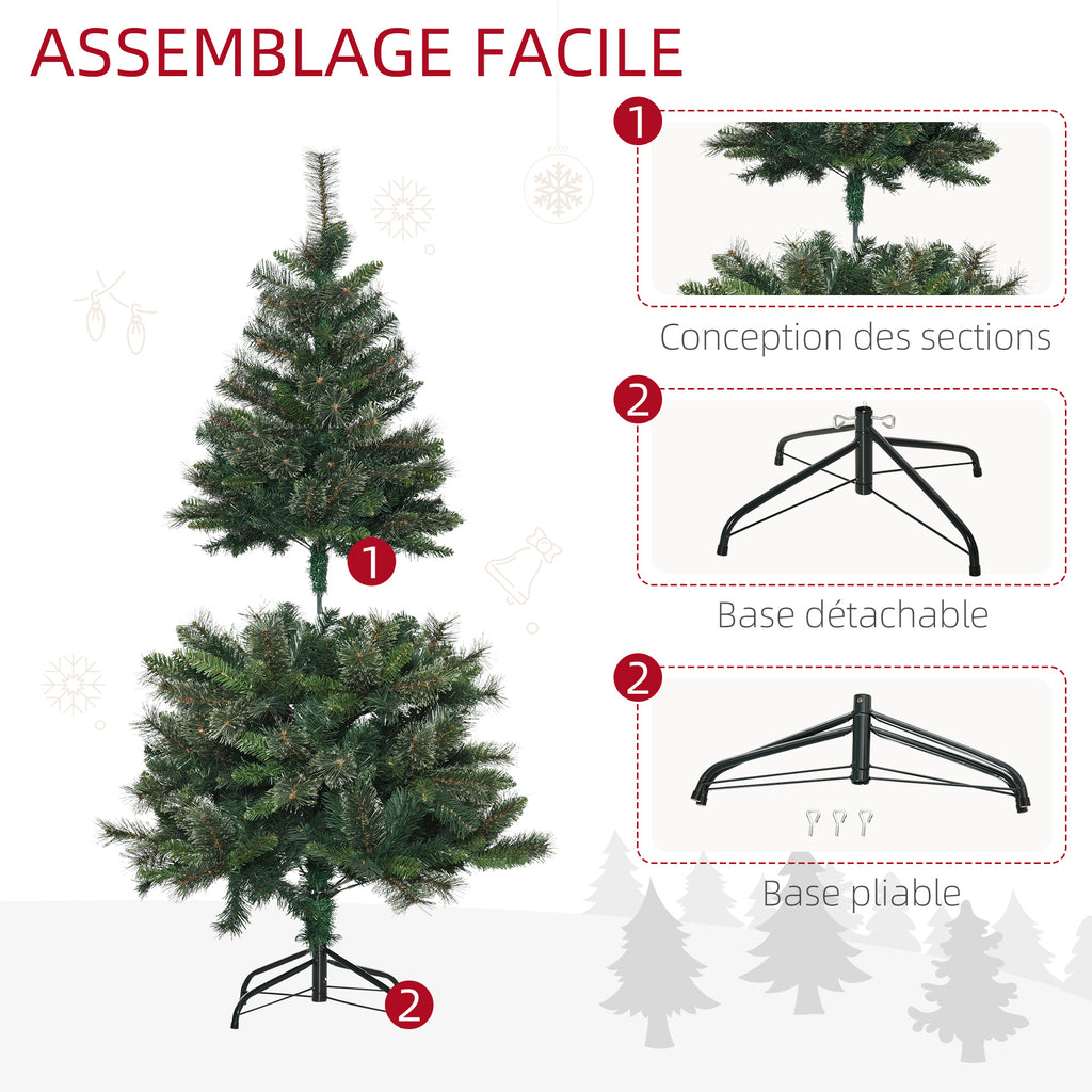 Sapin arbre de Noël artificiel 150 cm 665 branches + support pied vert-5
