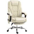Fauteuil de bureau massant et chauffant hauteur réglable dossier inclinable télécommande repose-pieds rétractable beige-0