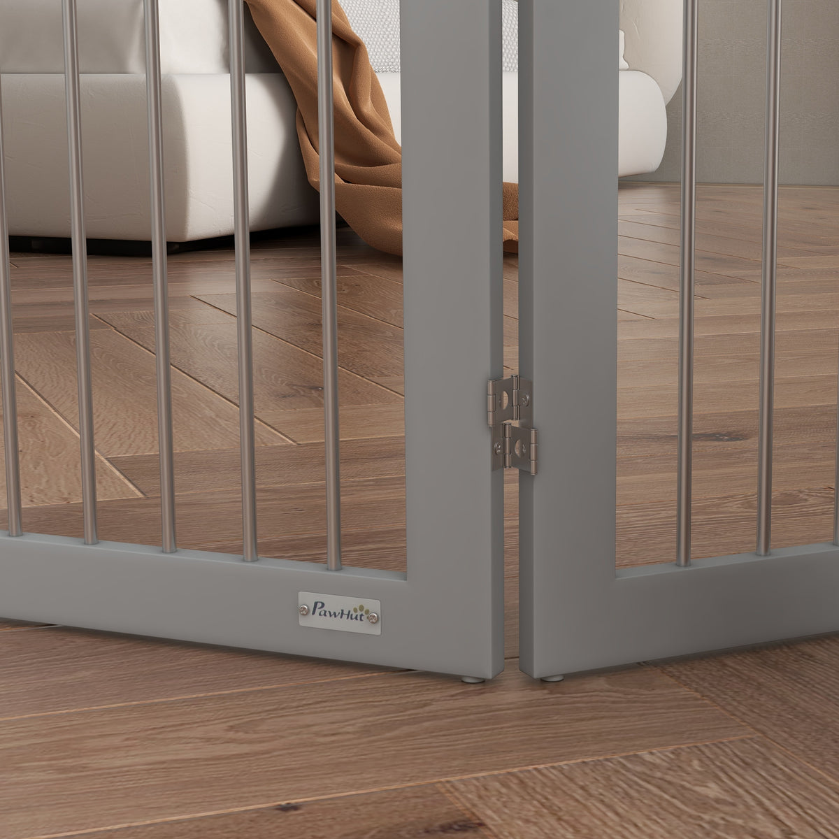 Barriere de sécurité pliable barrière chien trois plaques avec deux pieds de soutien 154 x 30 x 80 cm gris-7