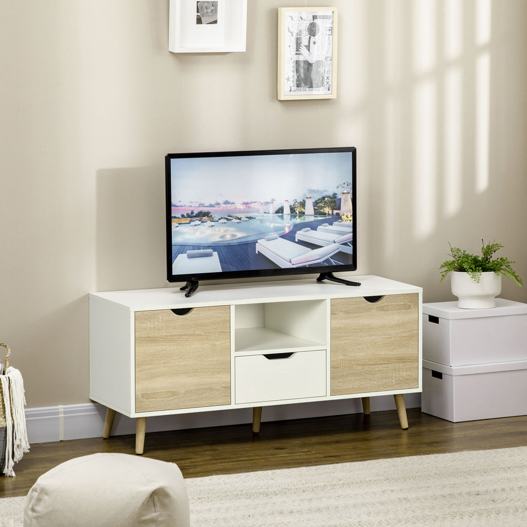 Meuble TV Banc TV Buffet bas Meuble de rangement sur pied avec 2 placards en Bois pour Chambre Salon 110 x 40 x-9