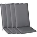 Lot de 4 coussins de chaise extérieur avec attaches et bande réglable, anti-décoloration UPF50+, 124x50x5cm, gris-0