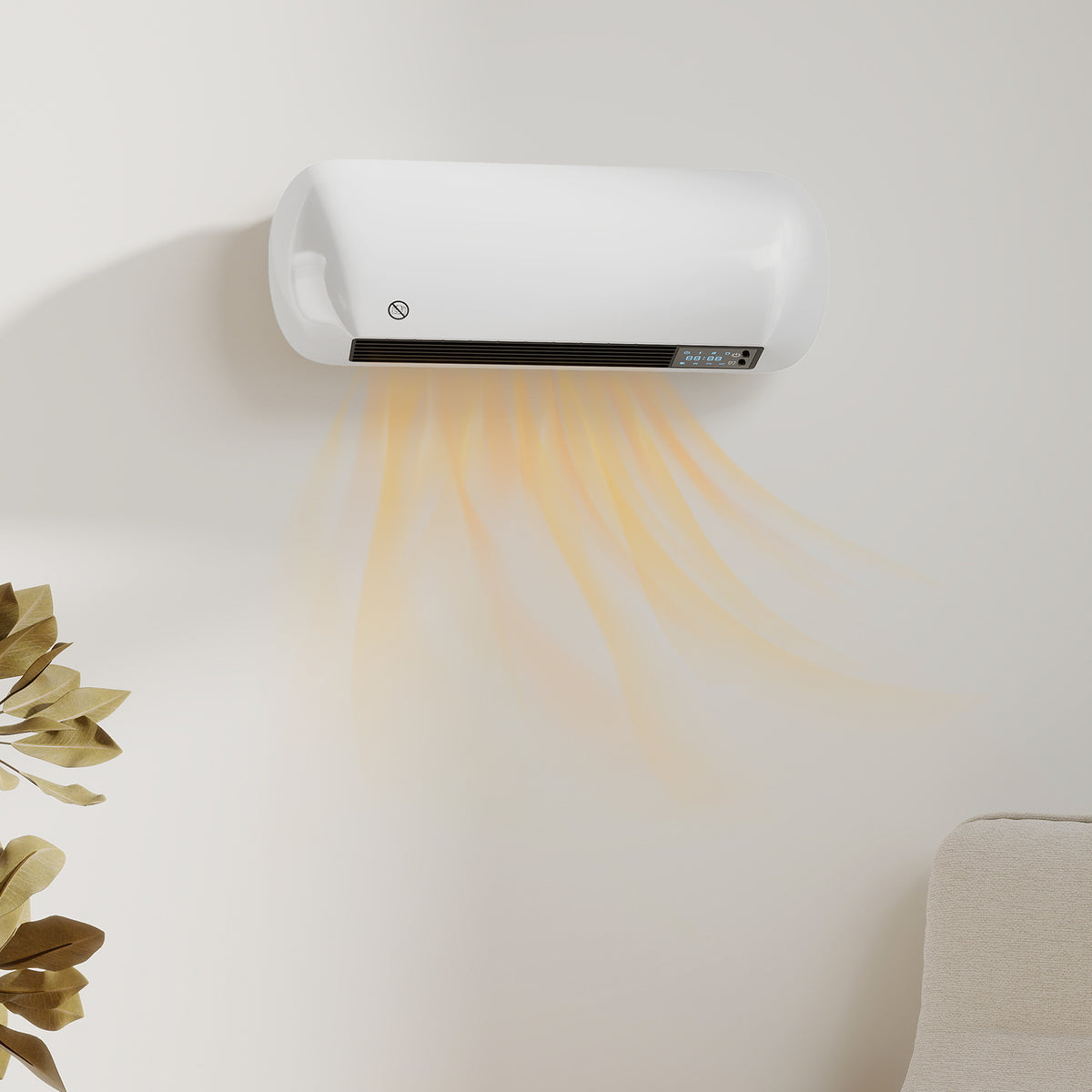 Chauffage mural en céramique 1000/2000W, radiateur électrique, ventilateur, thermostat, minuterie, 50x19x14cm, blanc-1