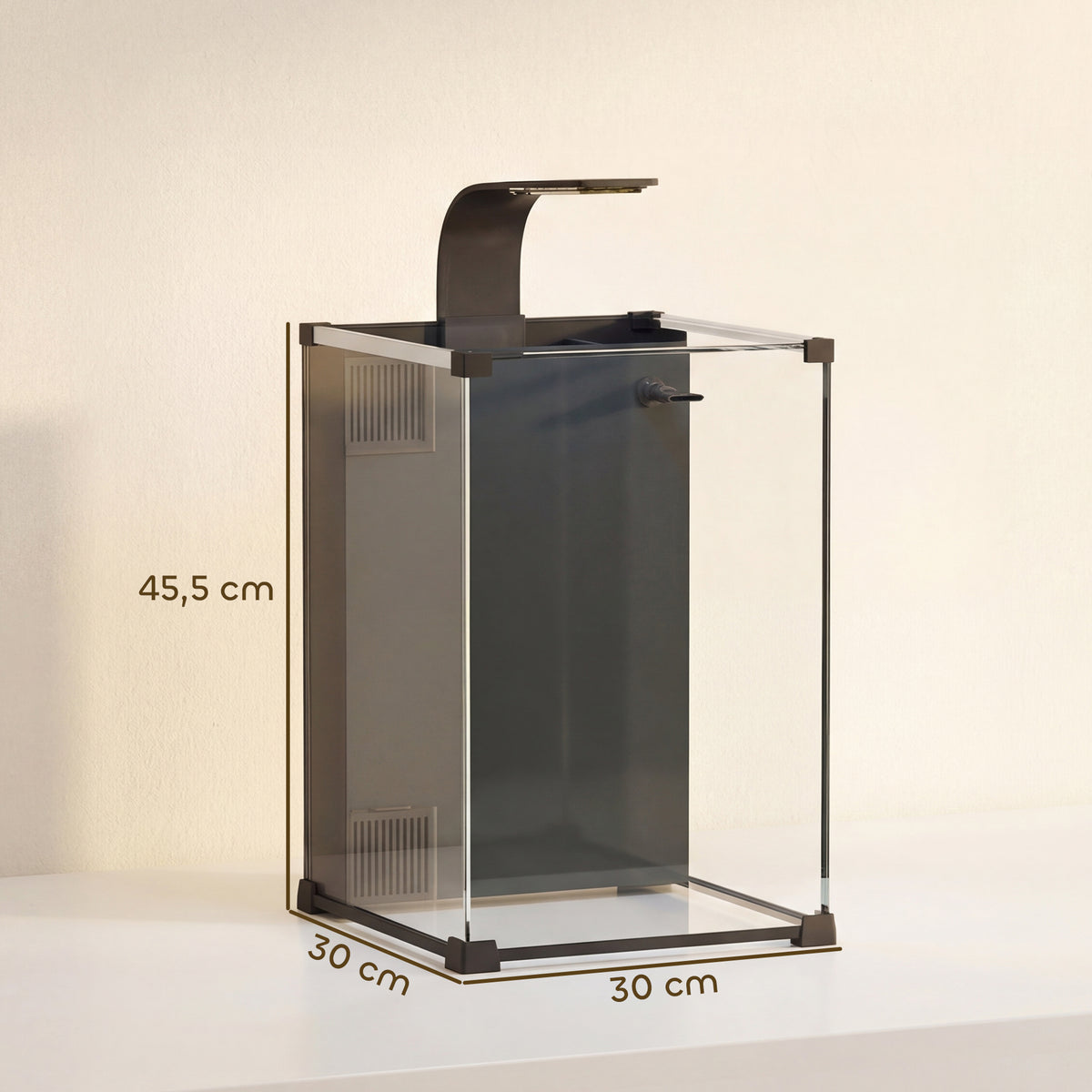 Aquarium en Verre Trempé Nano Aquarium avec Filtre Intégré Pompe 5W et Éclairage LED 30x30x45cm Noir-2