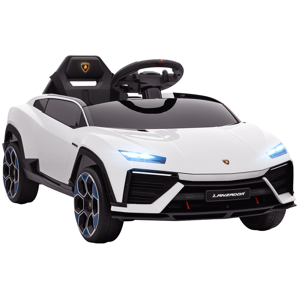 Voiture électrique enfant véhicule électrique Lamborghini 12V télécommande 2,4G et 2 moteurs vitesse max. 4 km/h blanc-0