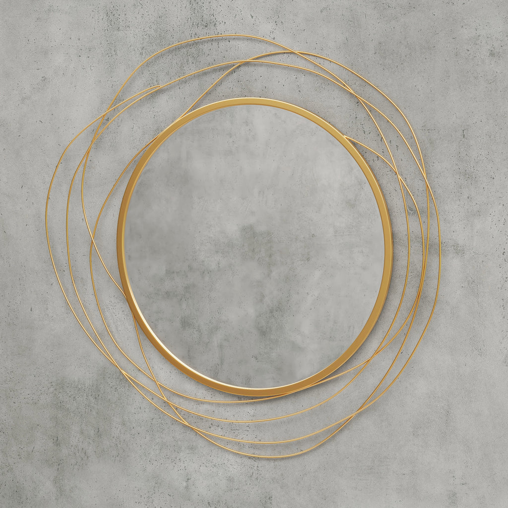 Miroir rond en métal filaire doré, décoration style moderne, diamètre Φ65 cm-8