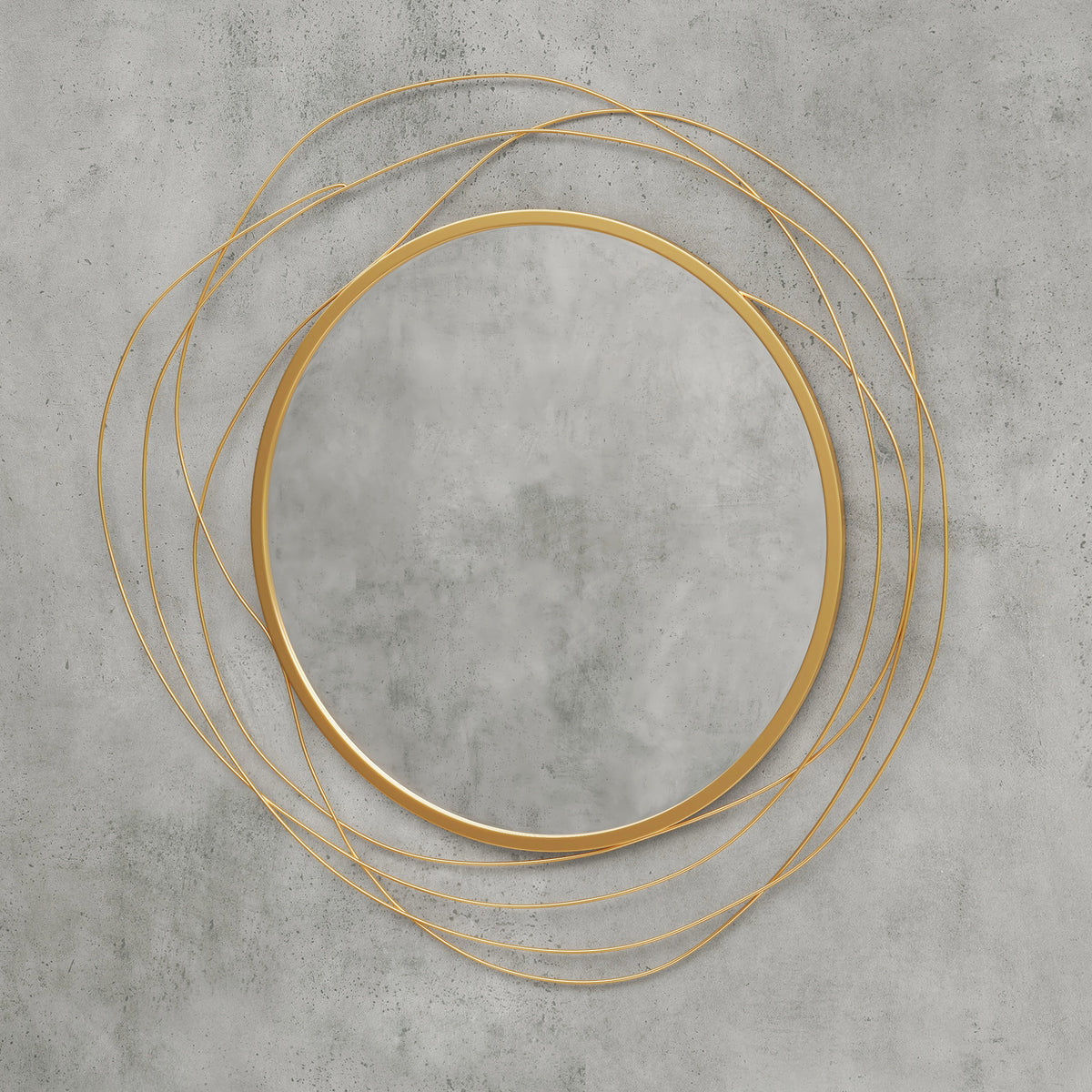 Miroir rond en métal filaire doré, décoration style moderne, diamètre Φ65 cm-8