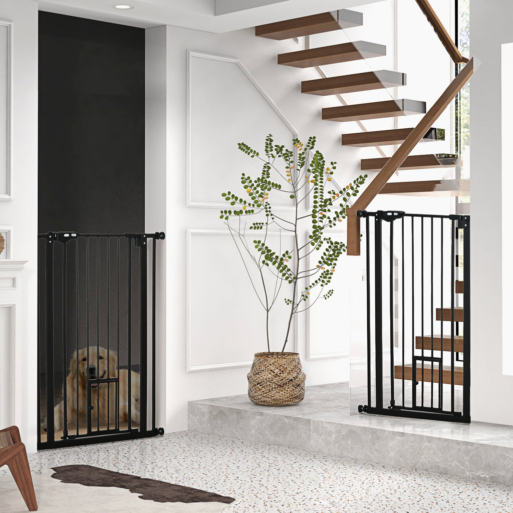 Lot de 2 barrières de sécurité animaux de 104H cm avec système de double verrouillage sans percage de 74 à 80 cm-9