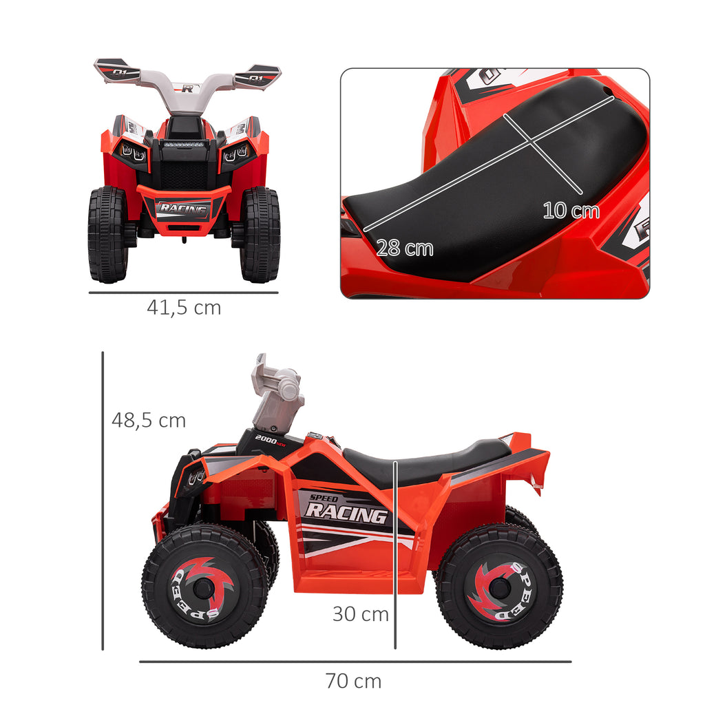 Quad électrique pour enfants véhicule à batterie 6V avec marche avant et arrière 70L x 41,5l x 48,5H cm Rouge-2