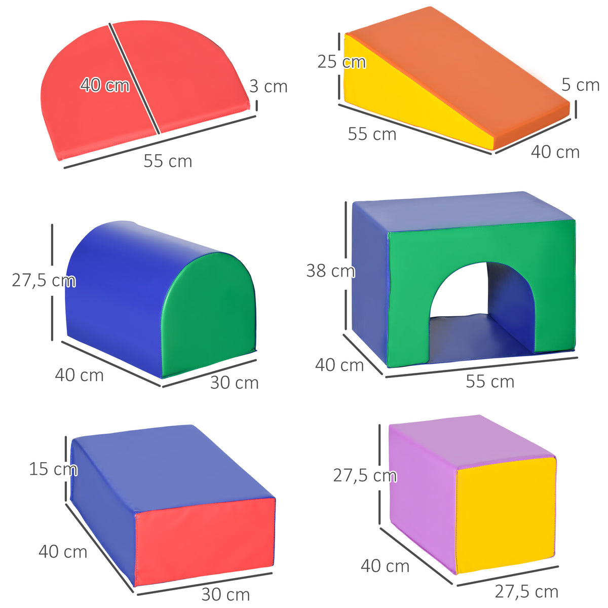 7PCS Parcours motricité bébé, jouet d'escalade, mousse blocs de construction avec revêtement synthétique, jouets éducatifs pour enfants d'âge préscolaire, multicolore-2