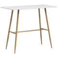 Table de bar rectangulaire 4 personne pieds en acier effet bois assemblage facile 118 x 58 x 98 cm blanc-0