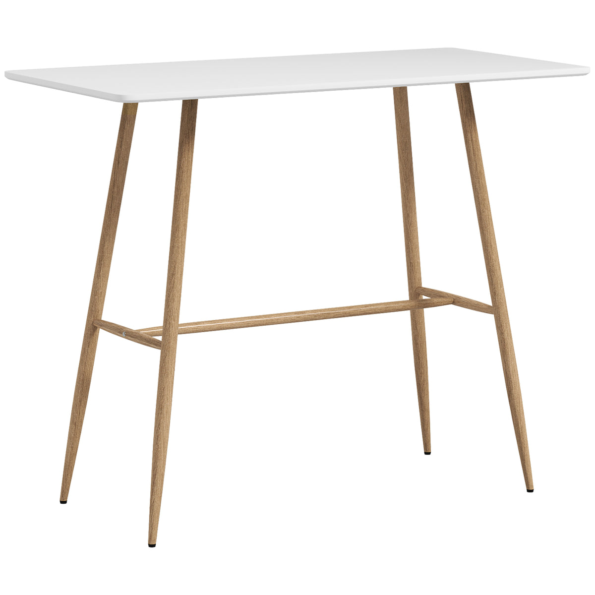 Table de bar rectangulaire 4 personne pieds en acier effet bois assemblage facile 118 x 58 x 98 cm blanc-0