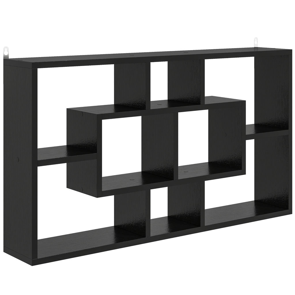 Étagère murale bibliothèque 8 cubes, meuble de rangement, design moderne, 85 x 14,5 x 47,5 cm, noir-0