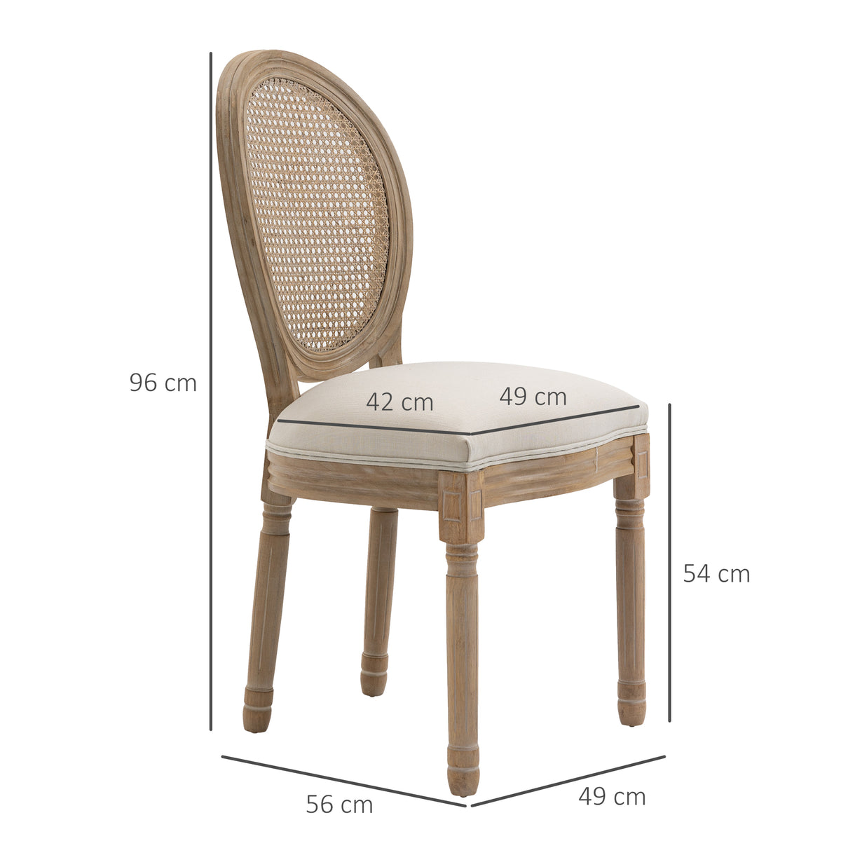 Lot de 4 chaises de Salle à Manger - Chaise de Salon médaillon Style Louis XVI - Bois Massif sculpté, patiné-2