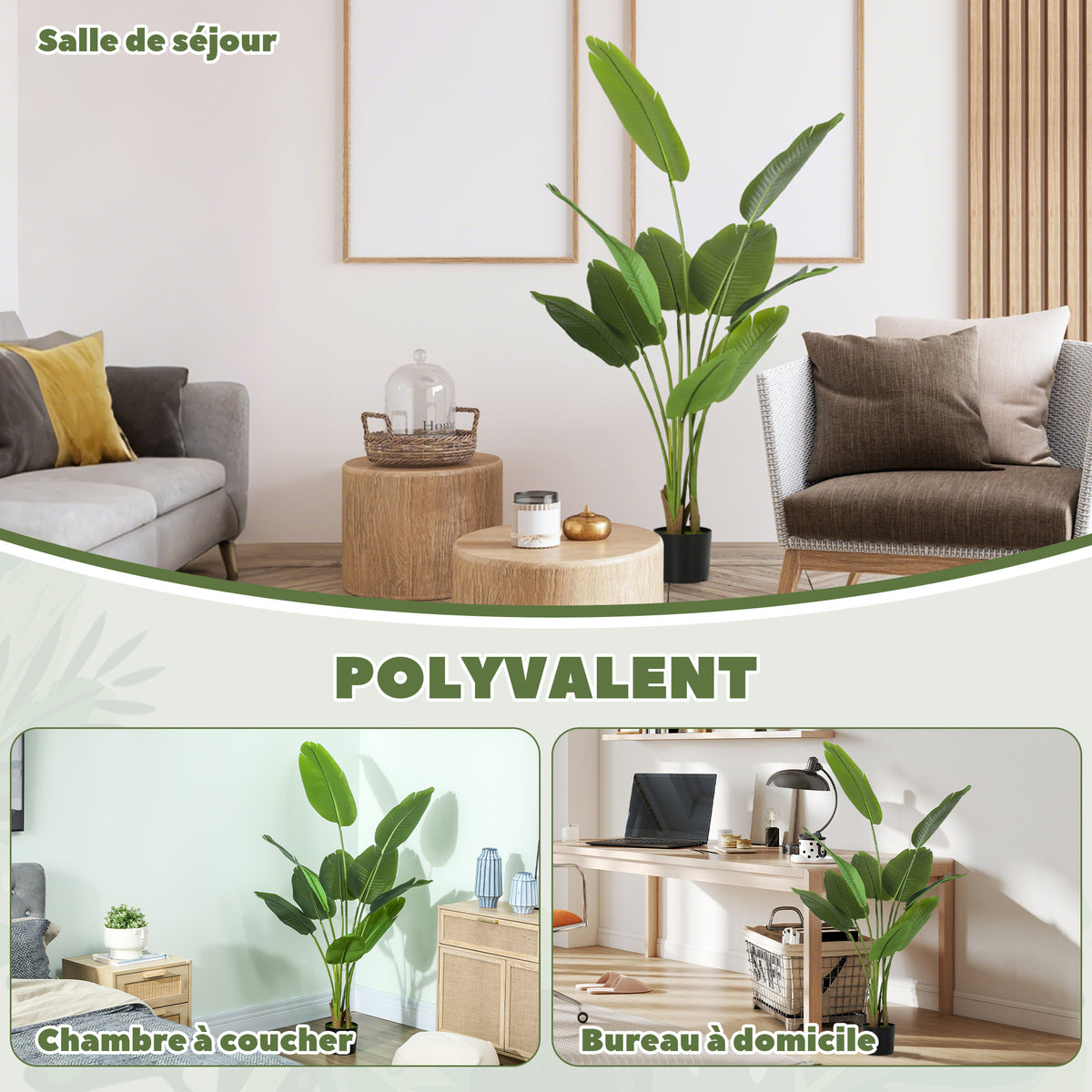 Plante artificielle intérieure 160 cm, arbre artificiel avec pot en plastique et terreau floqué, vert-4