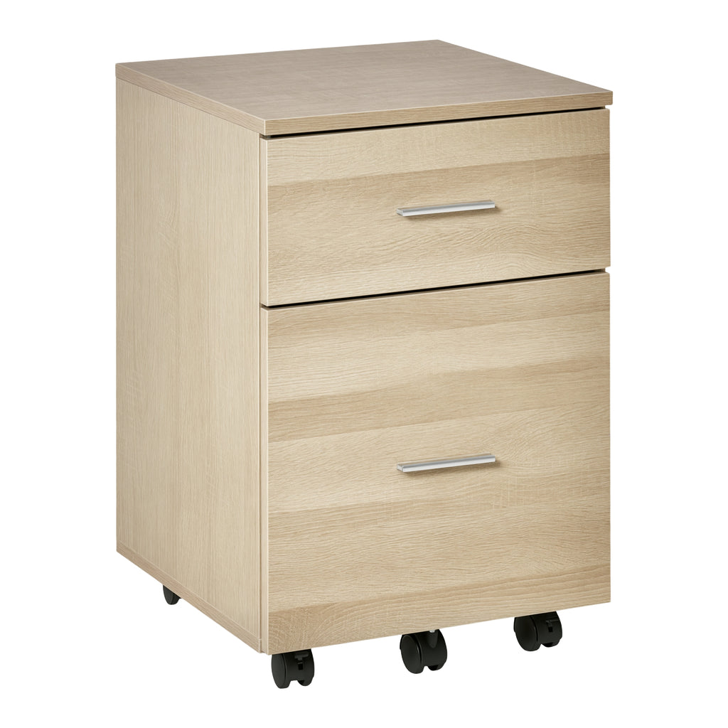 Caisson de bureau caisson de rangement mobile 2 tiroirs 5 roulettes en panneau de particules 39,5 x 39 x 58,5 cm-0