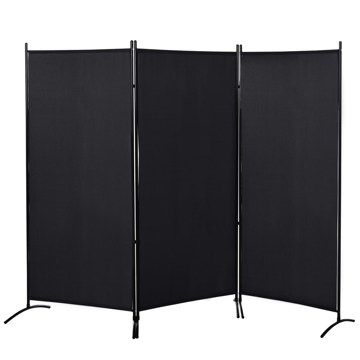 Paravent 3 panneaux dim. 2,53L x 0,5l x 1,82H m Store latéral Brise-Vue paravent sur Pied séparateur métal Polyester-0