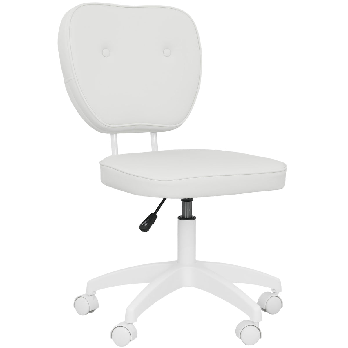Chaise de bureau sans accoudoirs, fauteuil de bureau, hauteur réglable, pivotant 360°, 46 x 59 x 82-92 cm, blanc-0