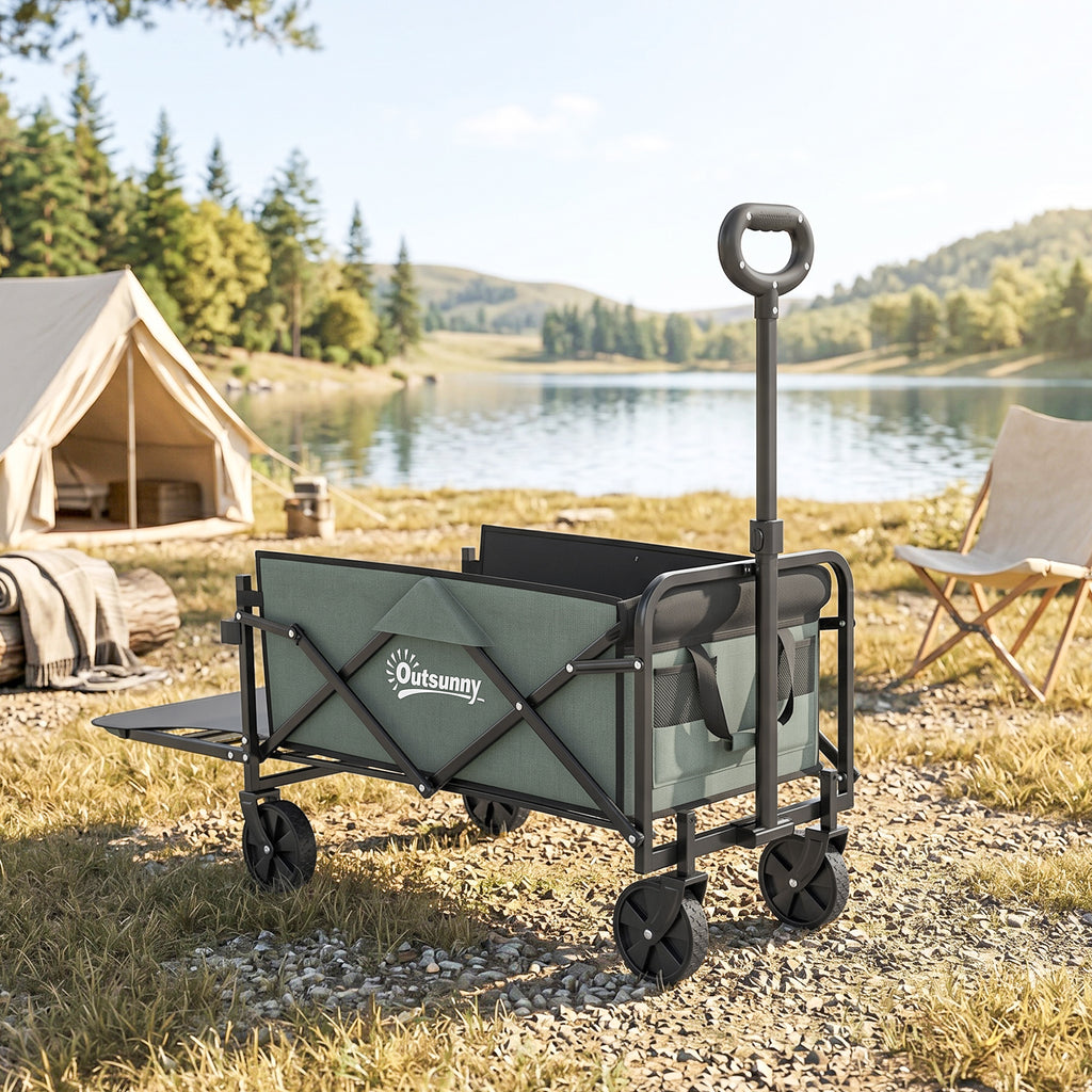 Chariot de transport pliable chariot à roulettes avec poignée télescopique avec ouverture arrière 76 x 48 x 92 cm vert-1
