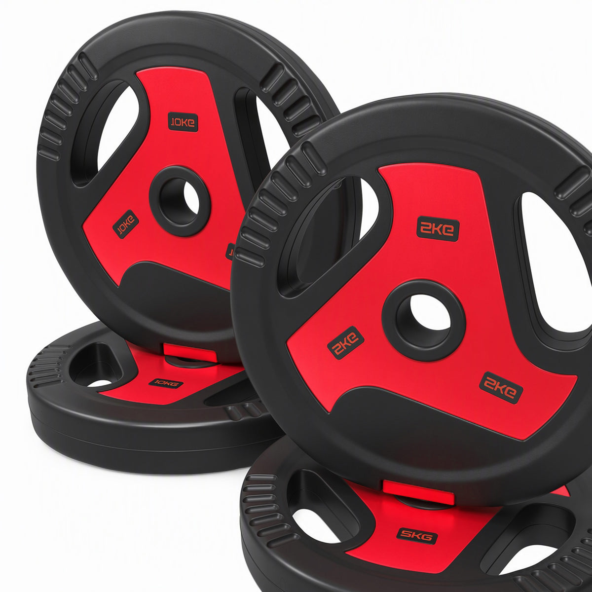 Disques de Poids 30 kg avec 3 Poignées, Disques d'Haltères 5/10 kg, Finition PP, Trous de Ø 25mm, Rouge-9