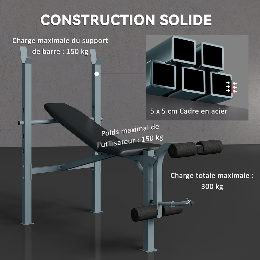 Banc de musculation Fitness banc d'haltérophilie entrainement complet dossier réglable curler-5