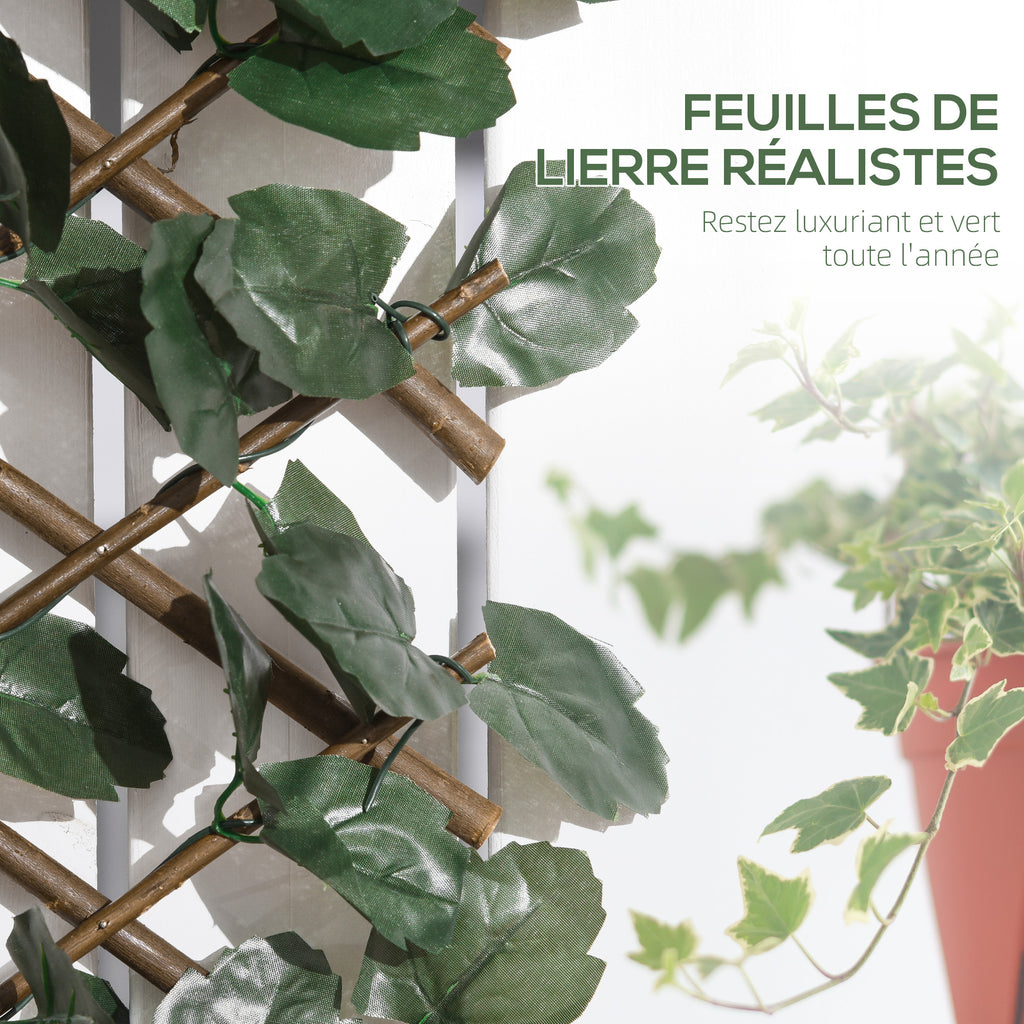 Haie artificielle feuilles murale brise-vue 2 panneaux longueur ajustable 295 x 70 cm treillis extensible en PE vert-4
