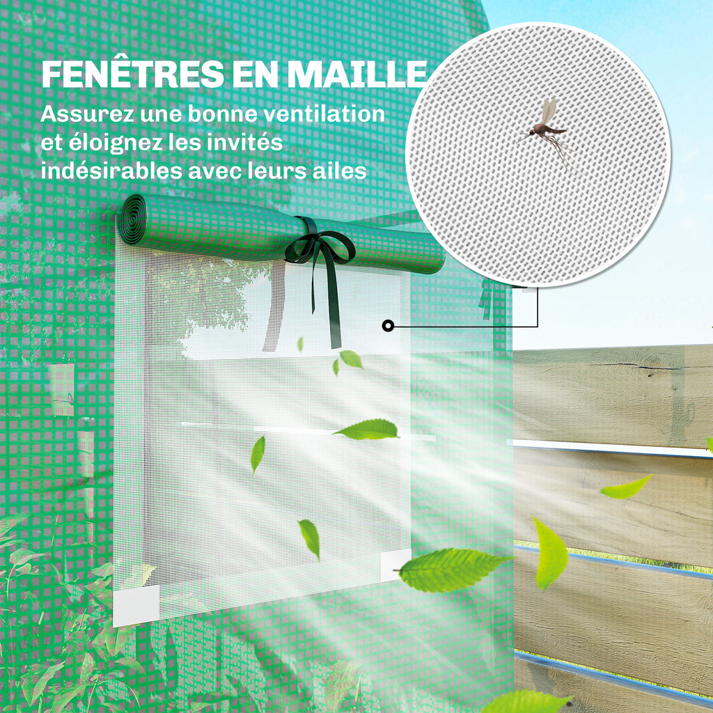 Serre de Jardin, Petite Serre de Balcon en Bâche PE et Châssis Acier, Porte Roulante et Fenêtres 170 x 68 x 200 cm, Vert-5