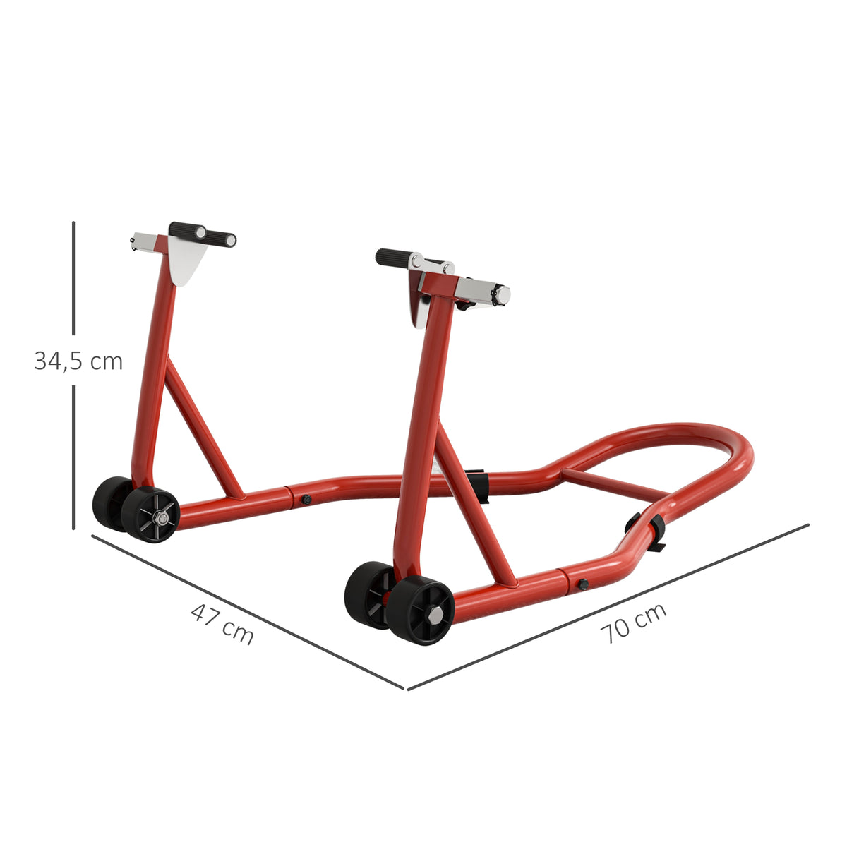Support pour moto, béquille avant pour moto avec goupille réglable et adaptateurs pour bras oscillant, rouge-2